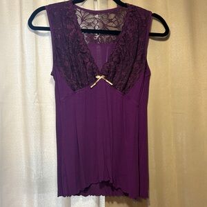 Vibrant Purple Lace Top with Bow